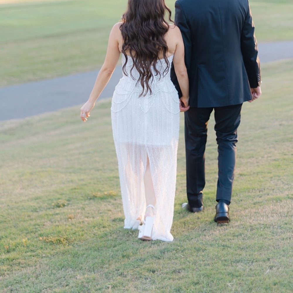 Rosie Etienne Lustre Strapless Sheer Beaded Gown in Ivory - Picture 4 of 6